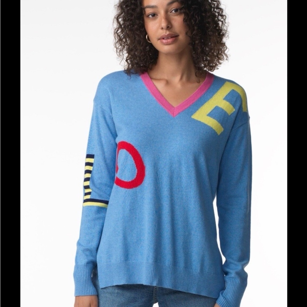 Zaket Plover Love Yourself Colorful V-Neck Sweater